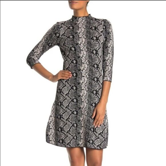 Nanette Lepore Knit Classy Snakeskin Shift Sweater Dress size L - Picture 1 of 9